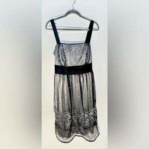 EUC 14W Michel Antoni Grey Organza Sparkly Cocktail Dress